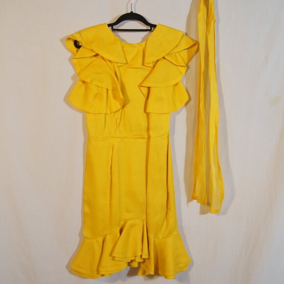 Yves Saint Laurent Ruffled Cold-Shoulder Mini Dress - Picture 3 of 8